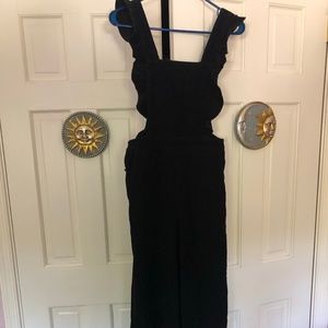 Nasty Gal Black Suede Overalls (M)